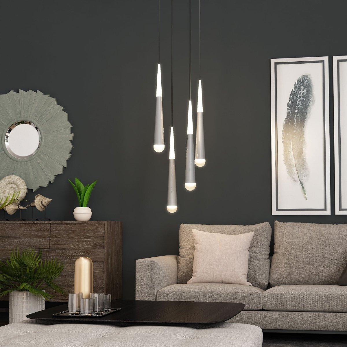 Living Room Pendant For Low Ceiling, 7W, 3000K (Warm White), 348LM, Dimmable, Pendant Mounting