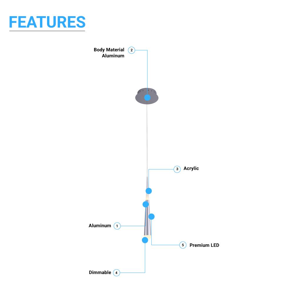 Living Room Pendant For Low Ceiling, 7W, 3000K (Warm White), 348LM, Dimmable, Pendant Mounting