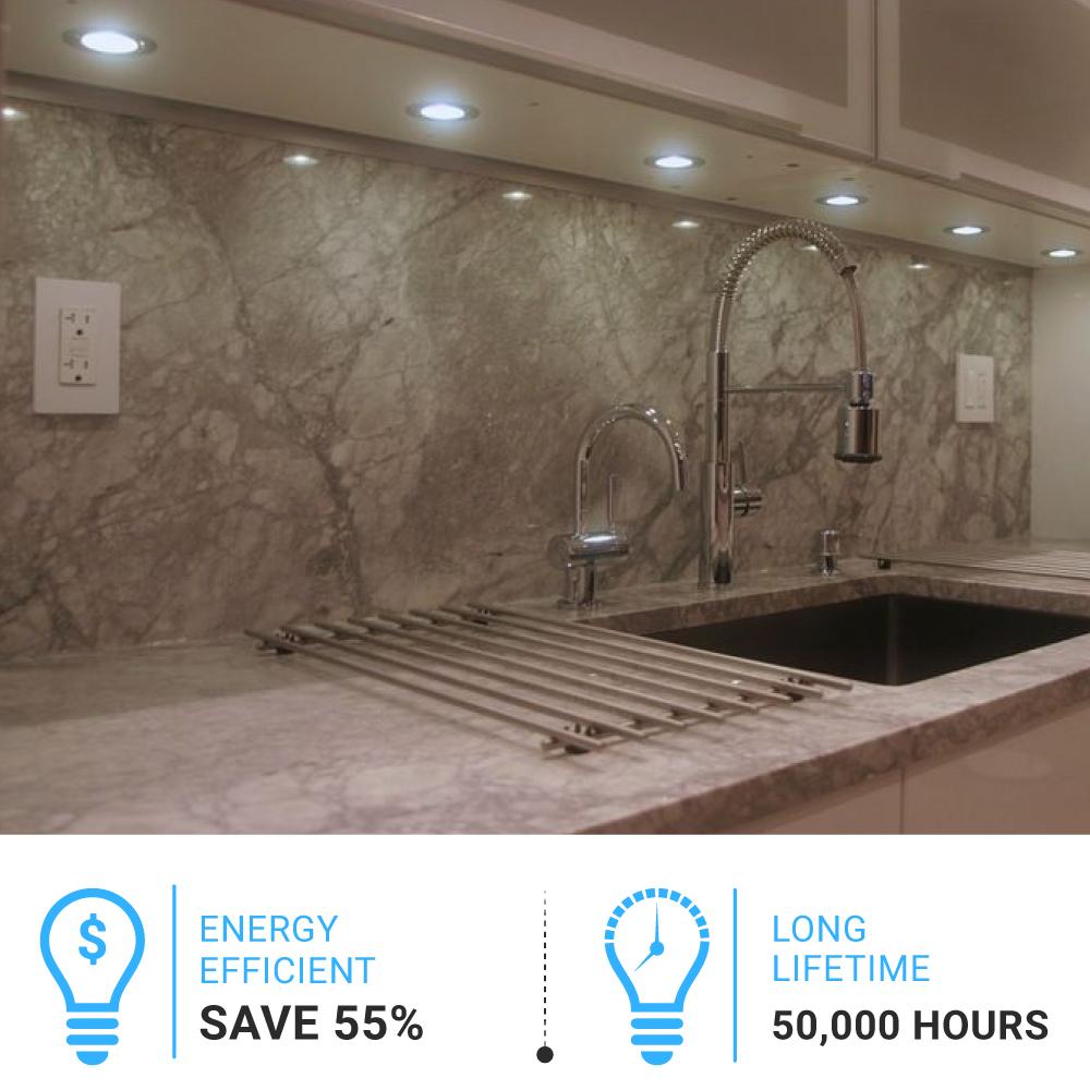 Magnetic LED Puck Lights, CRI90, 3-Piece Kit With 12V Adaptor & Touch Dimmer, 2.2W Each, 450 LM, Under Counter Lighting for Kitchen Desk Closet, White (Changeable Trim-Sold Separately)