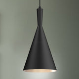 Matte Black Pendant Light Fixture, Subulate Style, E26 Base, Steel Body, UL Listed