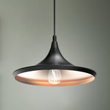 Matte Black Pendant Light Fixture, Trumpet-Shaped, E26 Base, Steel Body, UL Listed