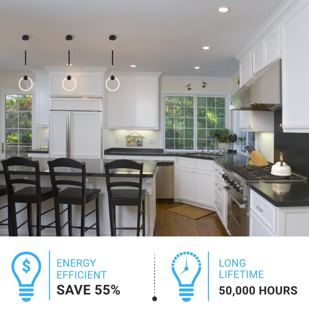 Matte Black Ring, 1-Light LED Unique Design Pendant, 9W, 3000K (Warm White), 520LM, Dimmable, Pendant Mounting