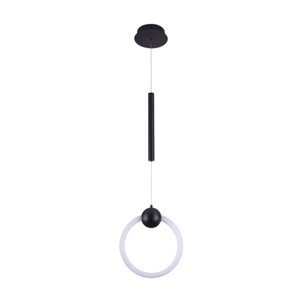 Matte Black Ring, 1-Light LED Unique Design Pendant, 9W, 3000K (Warm White), 520LM, Dimmable, Pendant Mounting