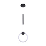 Matte Black Ring, 1-Light LED Unique Design Pendant, 9W, 3000K (Warm White), 520LM, Dimmable, Pendant Mounting