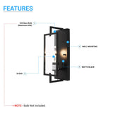 Matte Black Wall Sconce Light, UL Listed for Damp Location, E26 Base, 3 Years Warranty, Hallway Light Fixtures