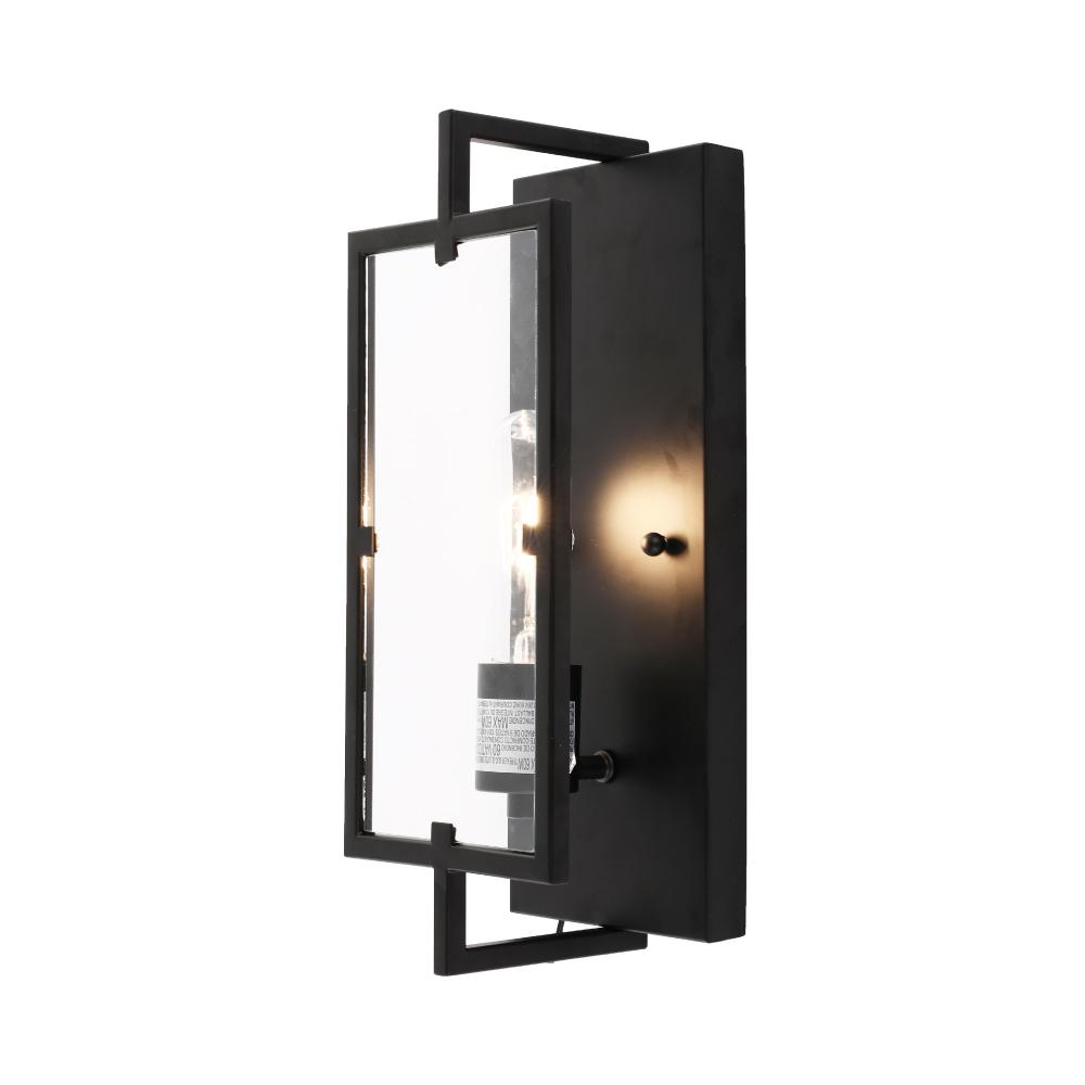 Matte Black Wall Sconce Light, UL Listed for Damp Location, E26 Base, 3 Years Warranty, Hallway Light Fixtures