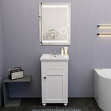 Mini 20 In. White Freestanding Solid Wood Bathroom Vanity with Porcelain Sink Top