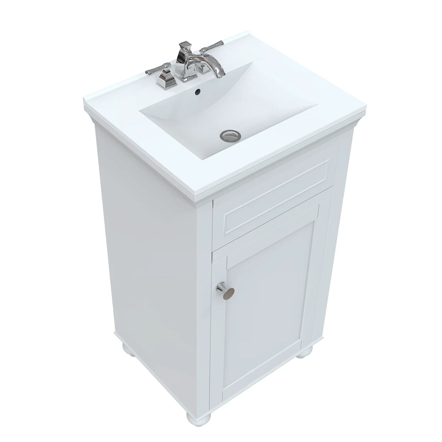 Mini 20 In. White Freestanding Solid Wood Bathroom Vanity with Porcelain Sink Top