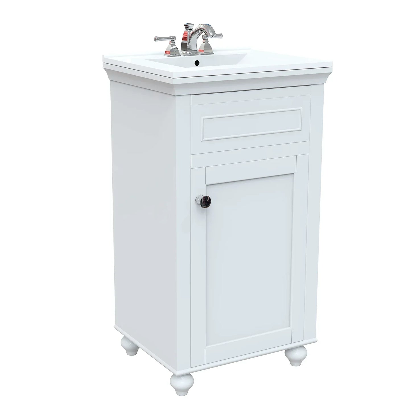 Mini 20 In. White Freestanding Solid Wood Bathroom Vanity with Porcelain Sink Top