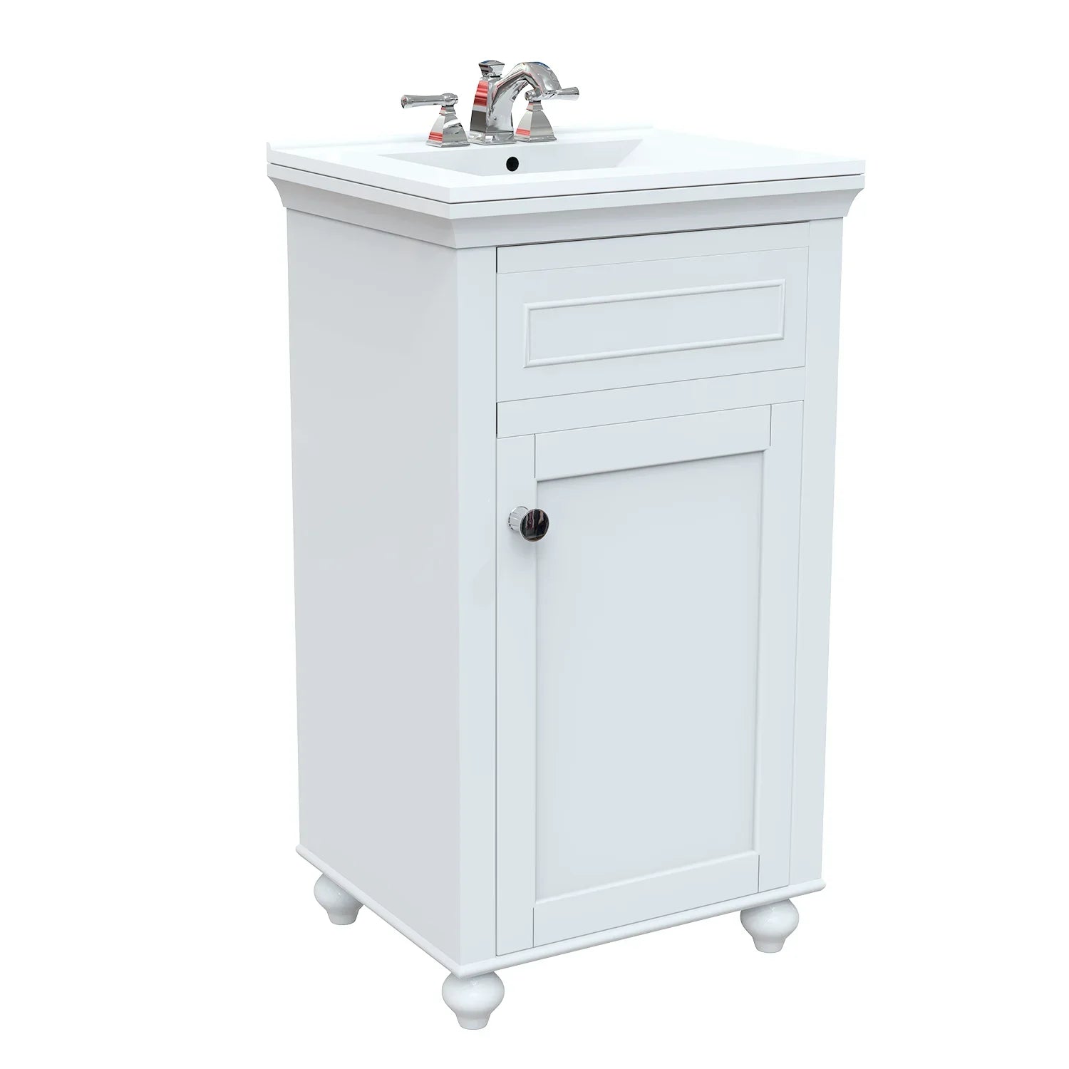 Mini 20 In. White Freestanding Solid Wood Bathroom Vanity with Porcelain Sink Top