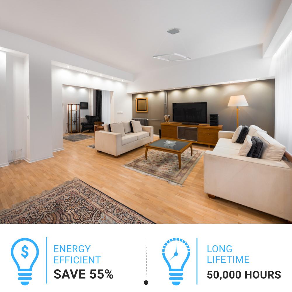 Modern 1-Square Chandelier Lighting, 40W, 3000K,1917LM, Dimmable, Dimension : 19.7'L'×19.7'W'×55''H