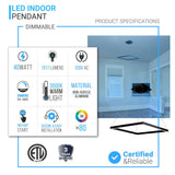 Modern 1-Square Chandelier Lighting, 40W, 3000K,1917LM, Dimmable, Dimension : 19.7'L'×19.7'W'×55''H