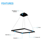 Modern 1-Square Chandelier Lighting, 40W, 3000K,1917LM, Dimmable, Dimension : 19.7'L'×19.7'W'×55''H