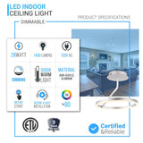 Modern Circular Ceiling Lights, 28W, 3000K (Warm white), 1400LM, Dimmable, Aluminum Body Finish, 3 Year Warranty
