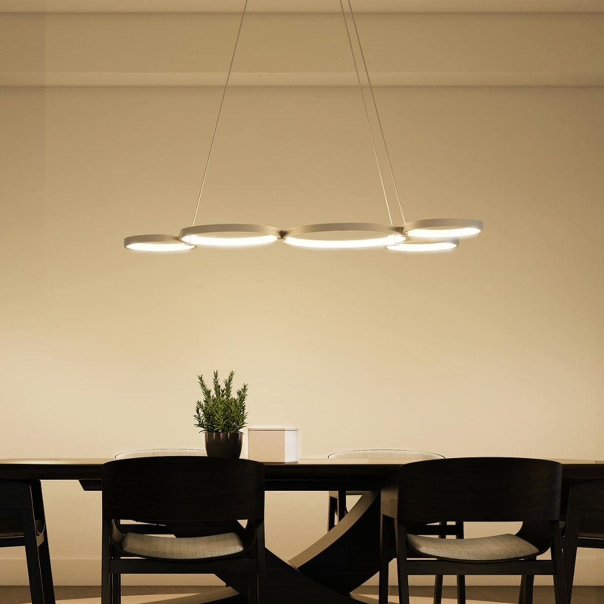 Modern Circular Chandelier, 5-Light, 92W, 3000K (Warm White), 3677 Lumens, Wheel Chandelier, Dimension: 50.1''x31.6''x110''