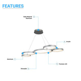 Modern Circular Chandelier, 5-Light, 92W, 3000K (Warm White), 3677 Lumens, Wheel Chandelier, Dimension: 50.1''x31.6''x110''