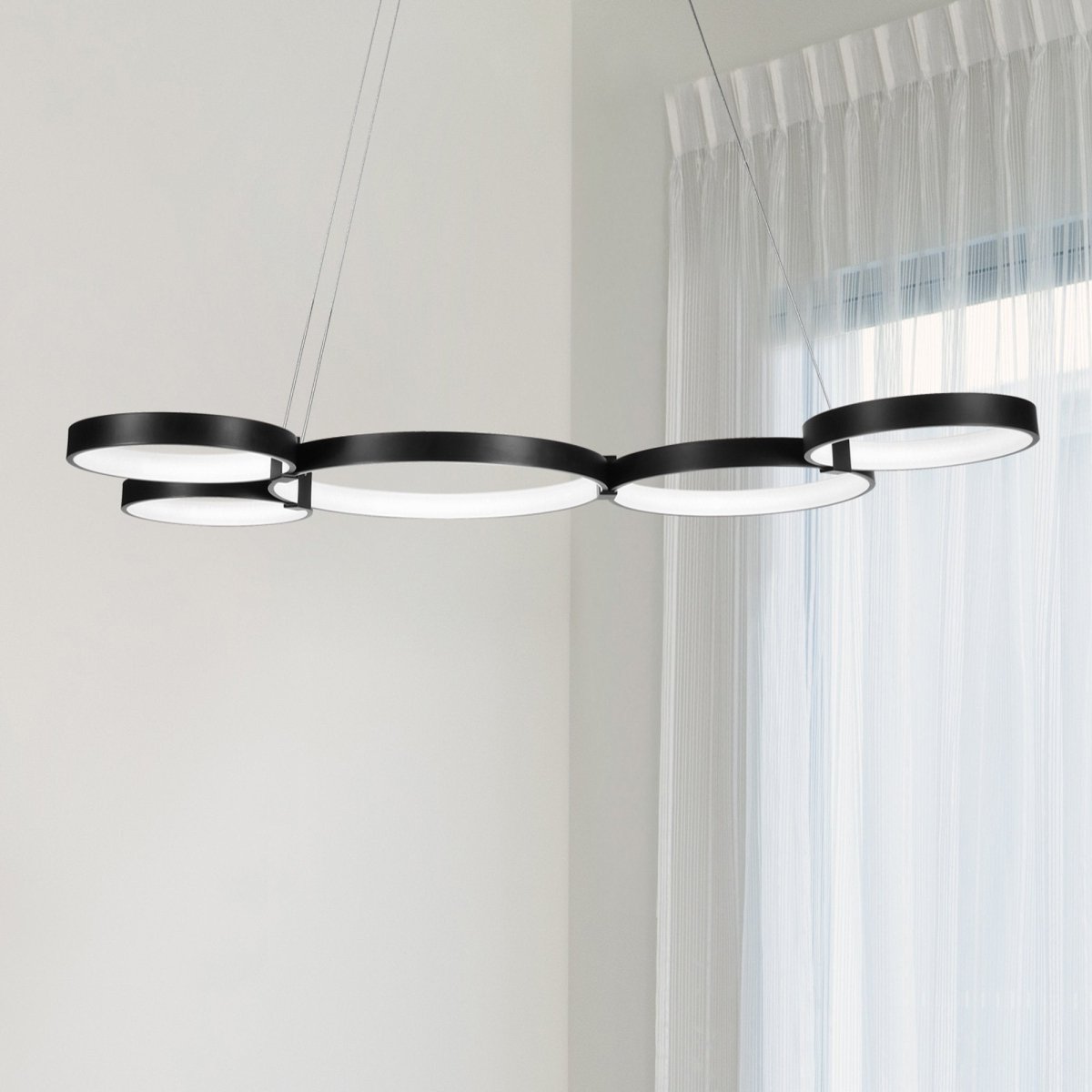 Modern Circular Chandelier, 5-Light, 92W, 3000K (Warm White), 3677 Lumens, Wheel Chandelier, Dimension: 50.1''x31.6''x110''