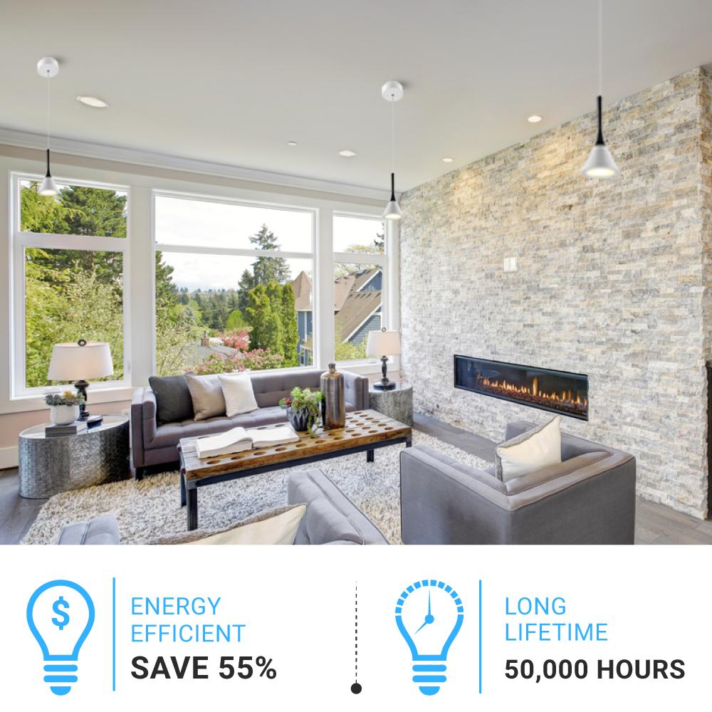 Modern Cone Pendant Lighting, 7W, 3000K, 340LM, Sand white Body Finish, Dimmable, 1-Light