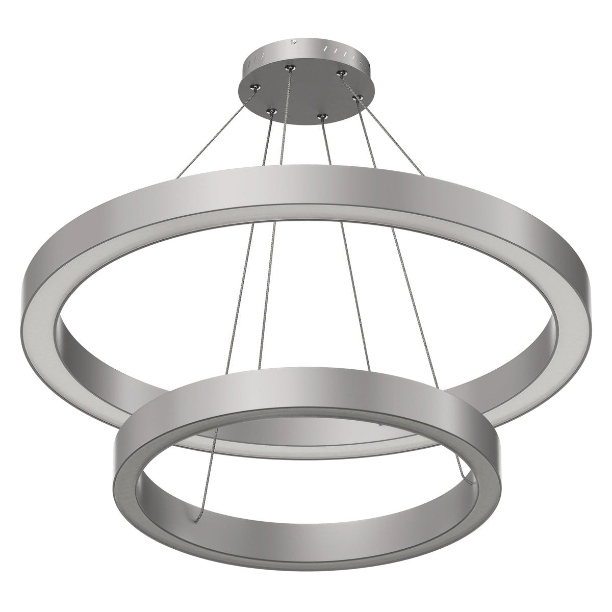 Modern - Double Ring Chandelier With Unique Shade, 115W, 3000K, 5750LM, Dimmable, Pendant Mounting, Aluminum Body Finish