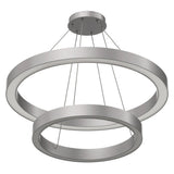 Modern - Double Ring Chandelier With Unique Shade, 115W, 3000K, 5750LM, Dimmable, Pendant Mounting, Aluminum Body Finish
