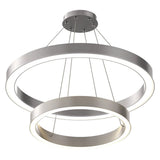 Modern - Double Ring Chandelier With Unique Shade, 115W, 3000K, 5750LM, Dimmable, Pendant Mounting, Aluminum Body Finish