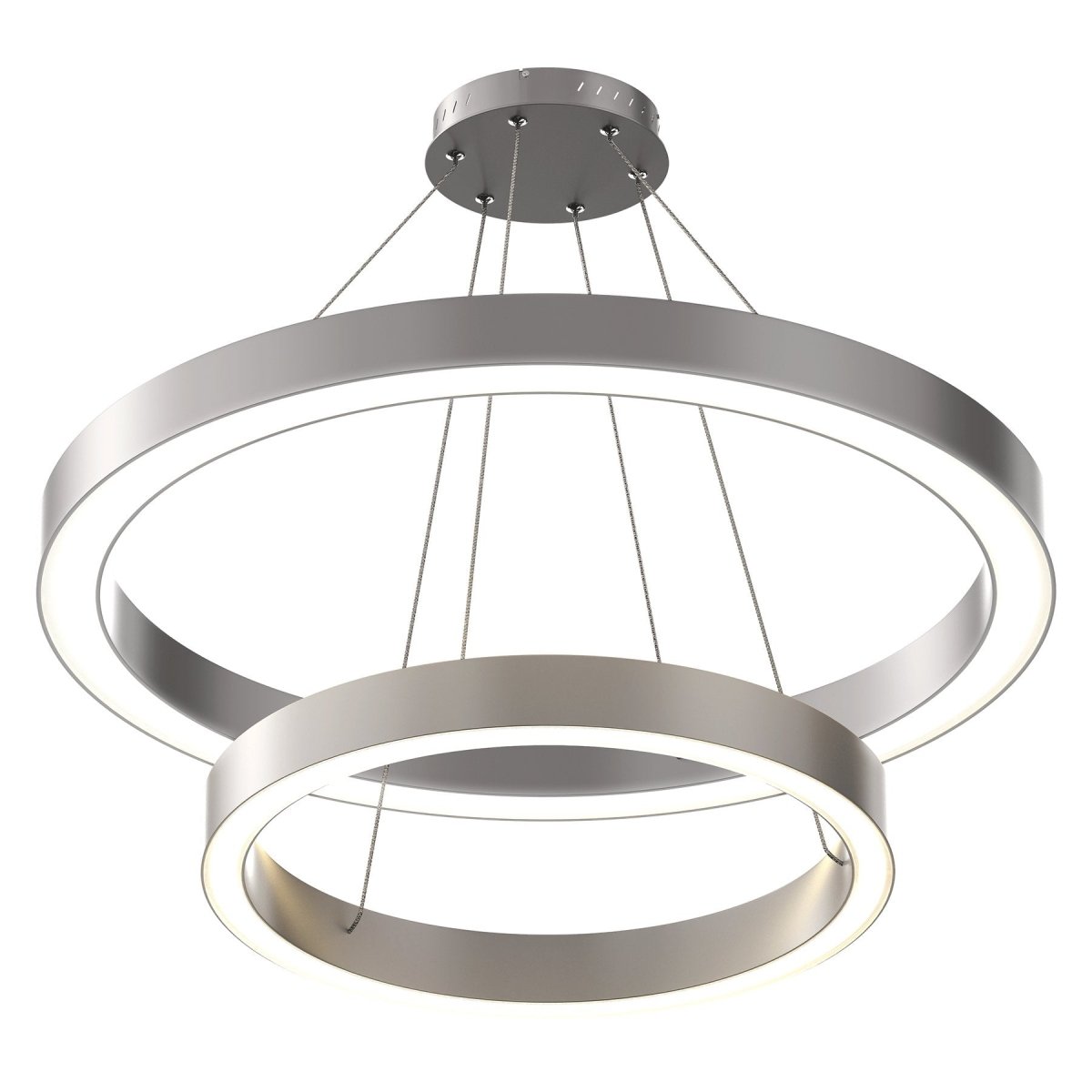Modern - Double Ring Chandelier With Unique Shade, 115W, 3000K, 5750LM, Dimmable, Pendant Mounting, Aluminum Body Finish