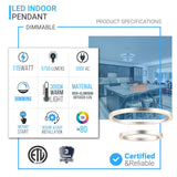 Modern - Double Ring Chandelier With Unique Shade, 115W, 3000K, 5750LM, Dimmable, Pendant Mounting, Aluminum Body Finish