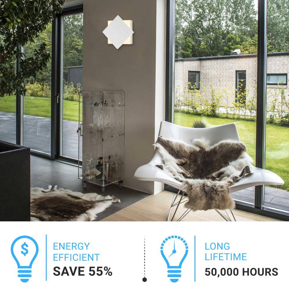 Modern Square LED Wall Sconce, 9W, 3000K, 338LM, CRI: 80+, Dimmable, Dimension: 6.7 x 2.1 x 6.7 Inch