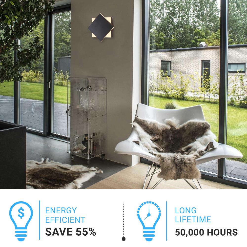 Modern Square LED Wall Sconce, 9W, 3000K, 338LM, CRI: 80+, Dimmable, Dimension: 6.7 x 2.1 x 6.7 Inch