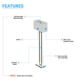 Modern Standing Floor Lamps for Living Room 61-inch Brushed Nickel & Straight Rectangular Pure White Linen Shade, With 1PCS ON-OFF Switch,  Corner Floor Lamp
