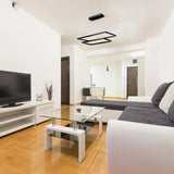 Modern Two-Tier Square Chandelier Lighting, 54W, 3000K, 3016LM, Dimension : 19.7''L×19.7''W×55''H