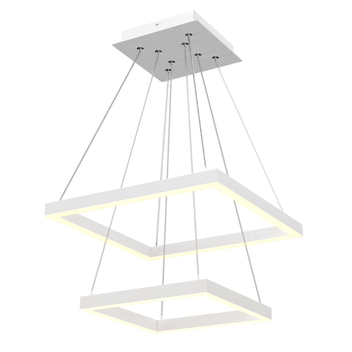 Modern Two-Tier Square Chandelier Lighting, 54W, 3000K, 3016LM, Dimension : 19.7''L×19.7''W×55''H