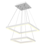 Modern Two-Tier Square Chandelier Lighting, 54W, 3000K, 3016LM, Dimension : 19.7''L×19.7''W×55''H
