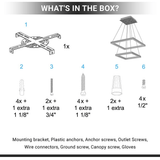 Modern Two-Tier Square Chandelier Lighting, 54W, 3000K, 3016LM, Dimension : 19.7''L×19.7''W×55''H