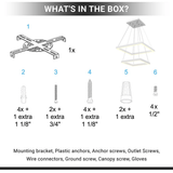 Modern Two-Tier Square Chandelier Lighting, 54W, 3000K, 3016LM, Dimension : 19.7''L×19.7''W×55''H