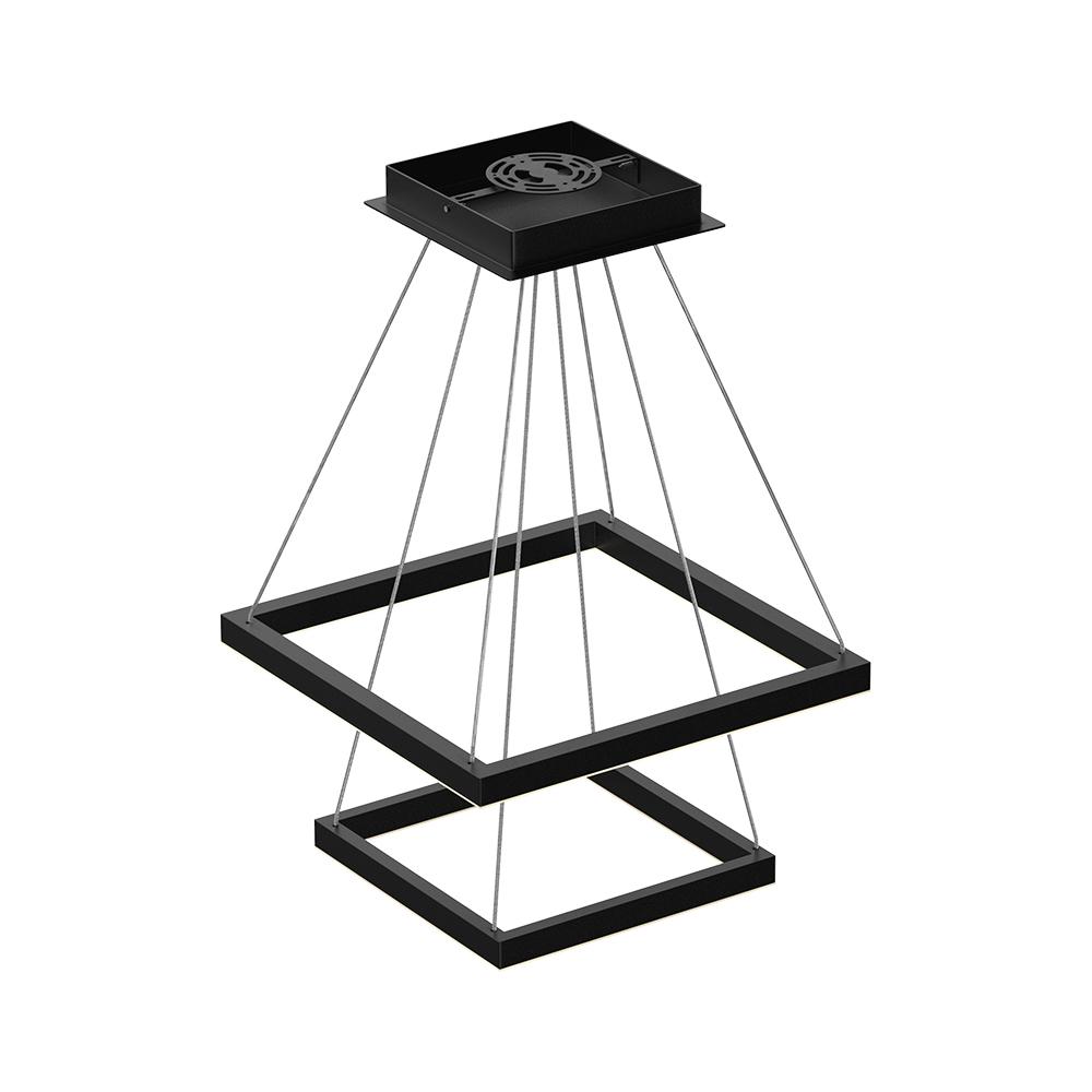 Modern Two-Tier Square Chandelier Lighting, 54W, 3000K, 3016LM, Dimension : 19.7''L×19.7''W×55''H