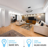 Modern Two-Tier Square Chandelier Lighting, 54W, 3000K, 3016LM, Dimension : 19.7''L×19.7''W×55''H
