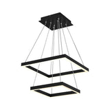 Modern Two-Tier Square Chandelier Lighting, 54W, 3000K, 3016LM, Dimension : 19.7''L×19.7''W×55''H