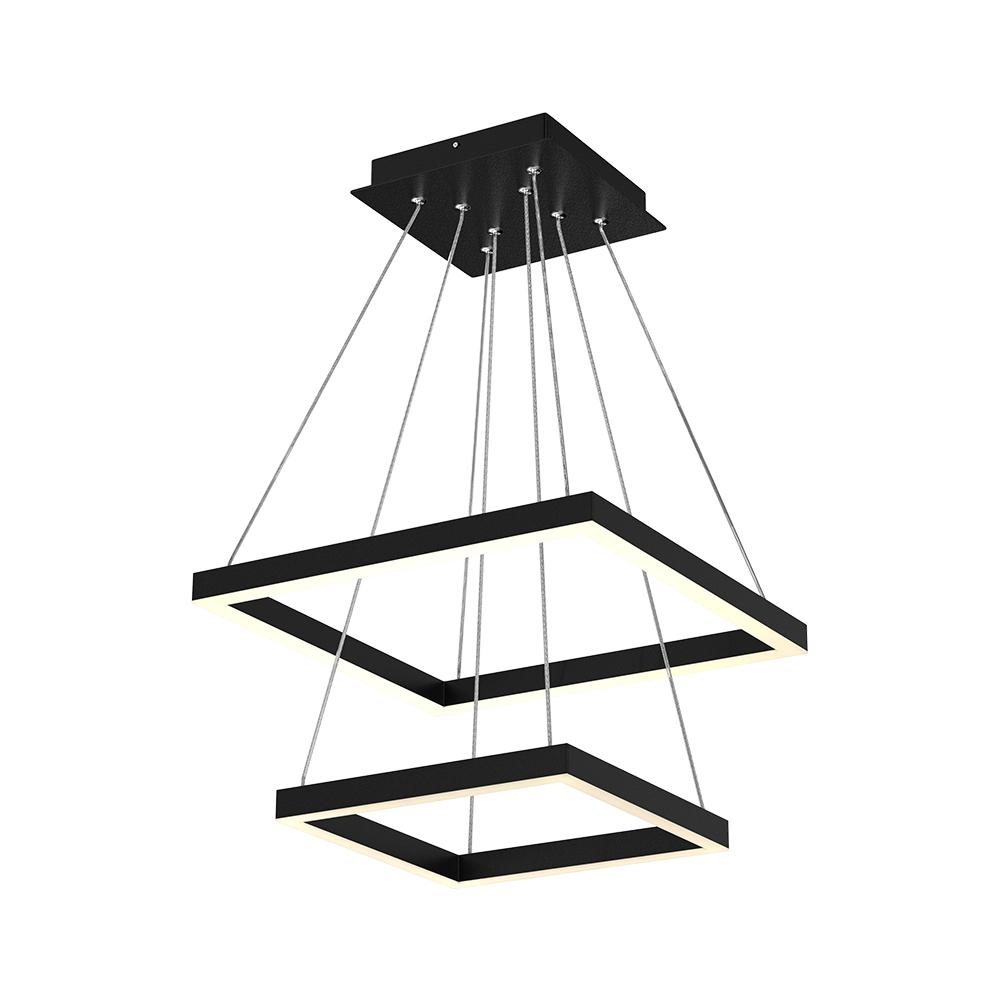 Modern Two-Tier Square Chandelier Lighting, 54W, 3000K, 3016LM, Dimension : 19.7''L×19.7''W×55''H