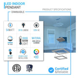 Modern Two-Tier Square Chandelier Lighting, 54W, 3000K, 3016LM, Dimension : 19.7''L×19.7''W×55''H