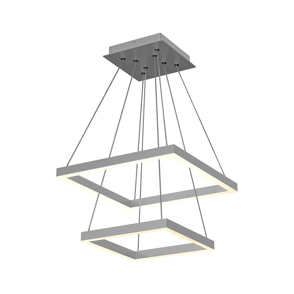 Modern Two-Tier Square Chandelier Lighting, 54W, 3000K, 3016LM, Dimension : 19.7''L×19.7''W×55''H