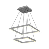 Modern Two-Tier Square Chandelier Lighting, 54W, 3000K, 3016LM, Dimension : 19.7''L×19.7''W×55''H