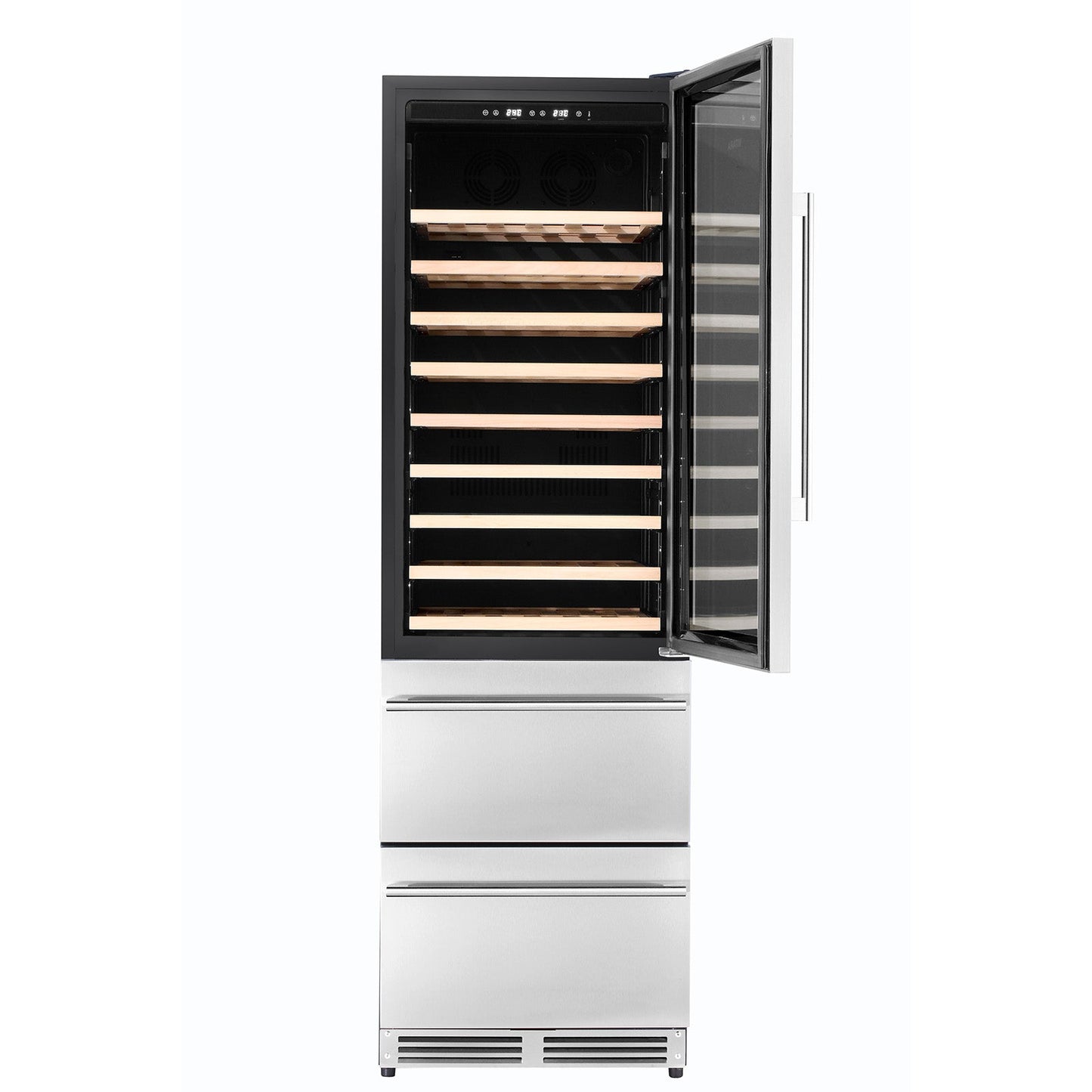 24 in. Dual Zone 108 Wine Bottles and 100 Cans Beverage & Wine Cooler in Stainless Steel