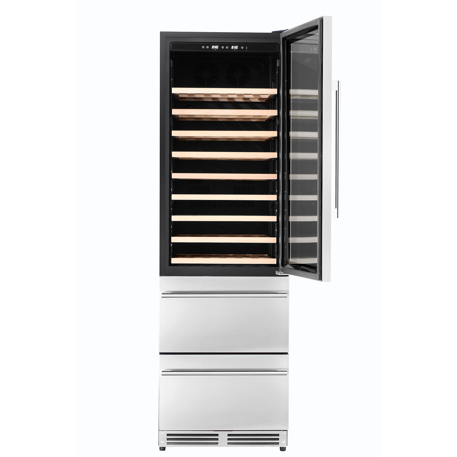 24 in. Dual Zone 108 Wine Bottles and 100 Cans Beverage & Wine Cooler in Stainless Steel