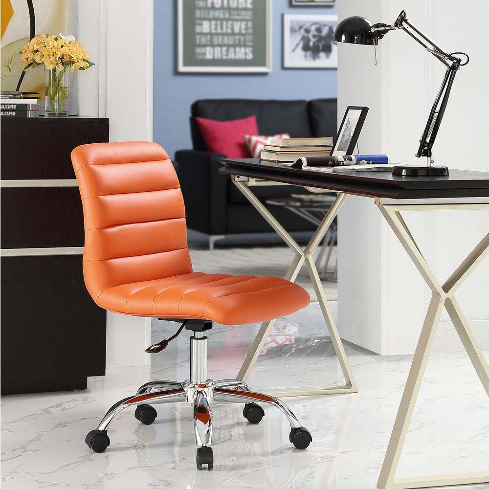 Modway Ripple Armless Mid Back Vinyl Swivel Computer Desk Office Chair - Computer Chair