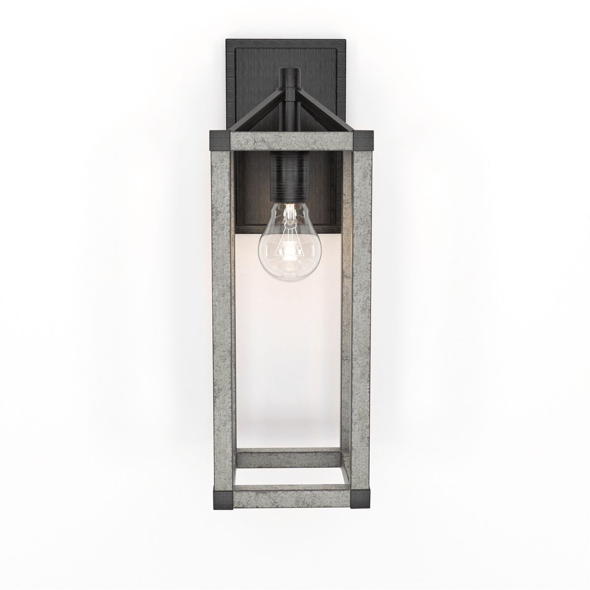 Outdoor 16.5" Wall Sconce, Black and White Washed Grey with Clear Glass Finish, E26 Socket, 1X60W, Wet Location Rated - 5.75"L x 6.5"W x 16.69"H