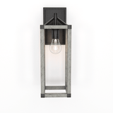Outdoor 16.5" Wall Sconce, Black and White Washed Grey with Clear Glass Finish, E26 Socket, 1X60W, Wet Location Rated - 5.75"L x 6.5"W x 16.69"H