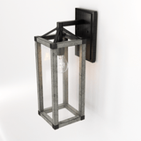 Outdoor 16.5" Wall Sconce, Black and White Washed Grey with Clear Glass Finish, E26 Socket, 1X60W, Wet Location Rated - 5.75"L x 6.5"W x 16.69"H