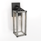 Outdoor 16.5" Wall Sconce, Black and White Washed Grey with Clear Glass Finish, E26 Socket, 1X60W, Wet Location Rated - 5.75"L x 6.5"W x 16.69"H