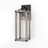 Outdoor 16.5" Wall Sconce, Black and White Washed Grey with Clear Glass Finish, E26 Socket, 1X60W, Wet Location Rated - 5.75"L x 6.5"W x 16.69"H